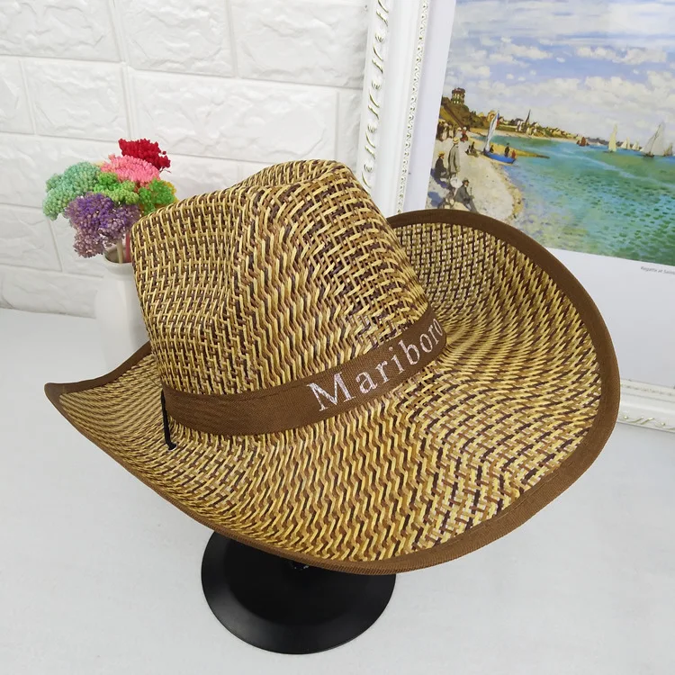 

Cross-border new jazz hat, crimped fashion straw cap denim, solid color woven men's and women's decorations