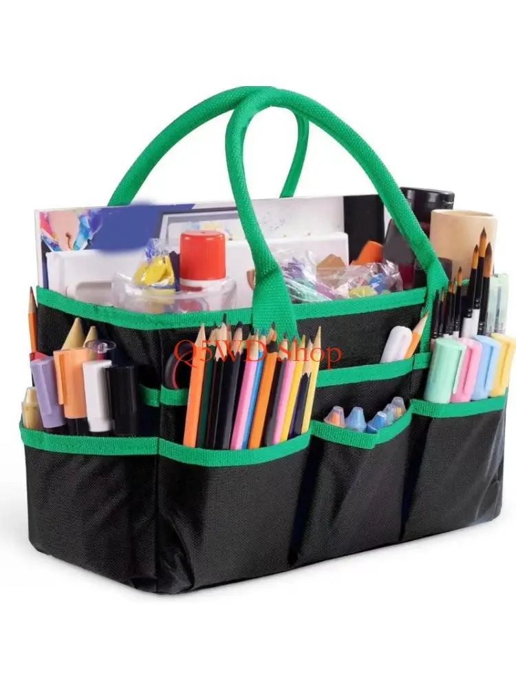 q5wd-quarter-mile-polyester-teacher-work-sacks-bag-5-pockets-foldable-design-organizing-school-supplies-books-garden-tools