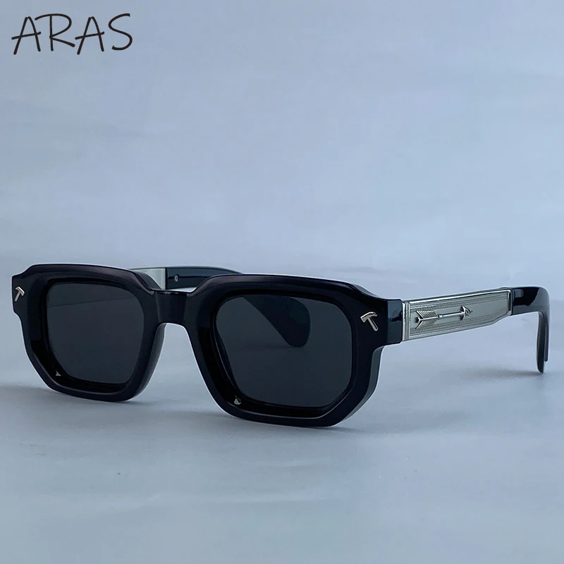 aras Square Sunglasses Black 5
