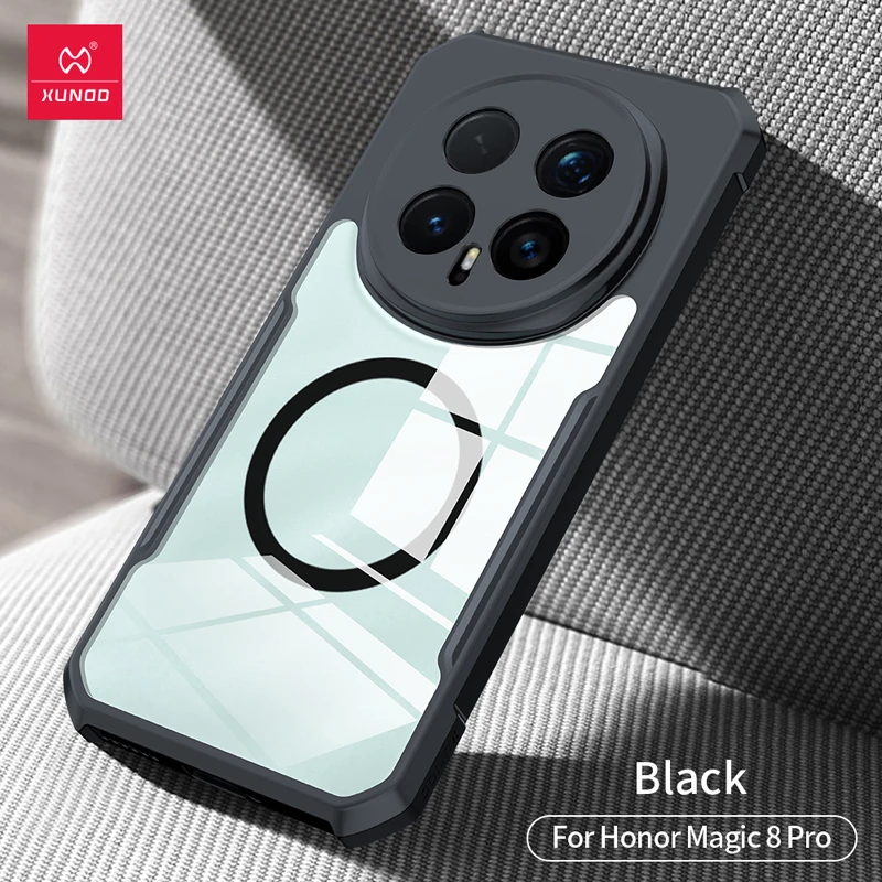 

Чехол Xundd для Honor Magic 8 Pro, магнитные подушки безопасности, противоударный жесткий ПК + мягкий прозрачный чехол из ТПУ для телефона