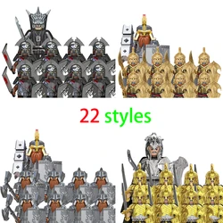 9PCSDIY Medieval Elf Soldiers Guard Action Doll Mini Building Block Doll Assembly Building Block MOC Children's Toy