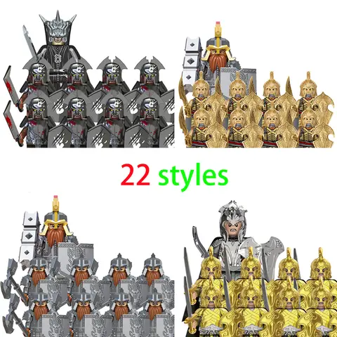 9PCSDIY Middeleeuwse Elf Soldaten Guard Actie Pop Mini Bouwsteen Pop Montage Bouwsteen MOC Kinderspeelgoed