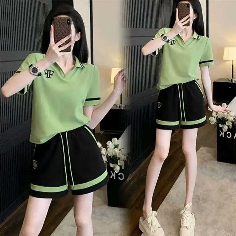 New In Summer Fashion 2024 Female Shorts Casual Women\'s Short Sets 2 Pieces Clothing Trend Stylish Full Two-piece Classic Kit