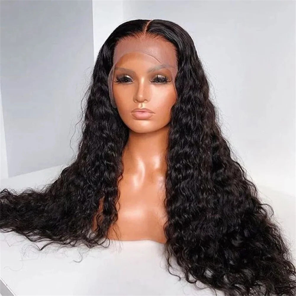 

Soft Natural Black Glueless 26Inch Long Kinky Curly Lace Front Wig For Women With Baby Hair Synthetic Preplucked Glueless Daily