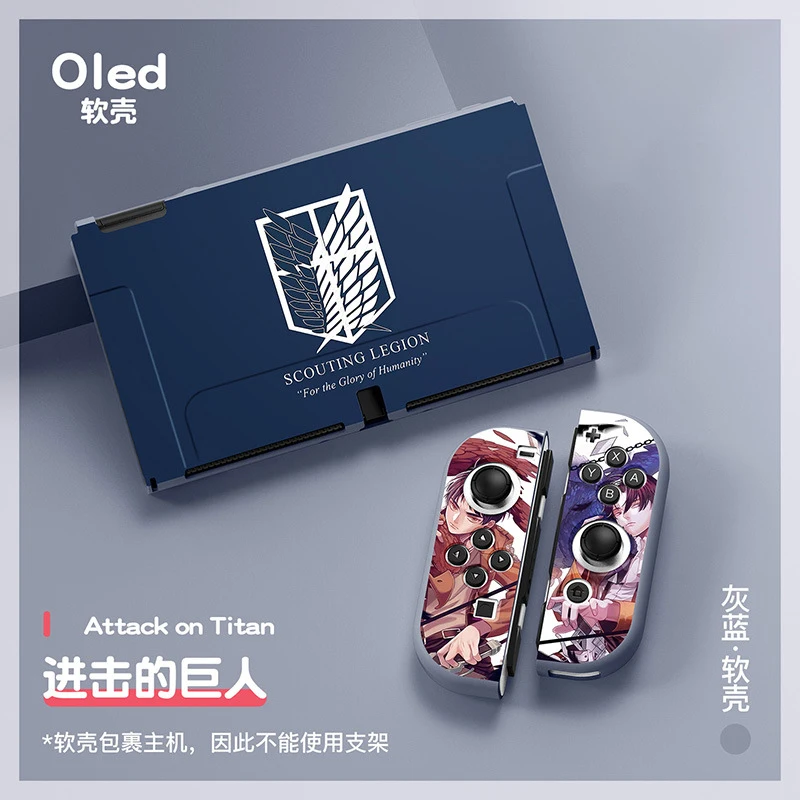 Carcasa Switch para Attack-on-Titan, TPU Shell, Switch Cover, OLED Case Protector, Switch Acessórios