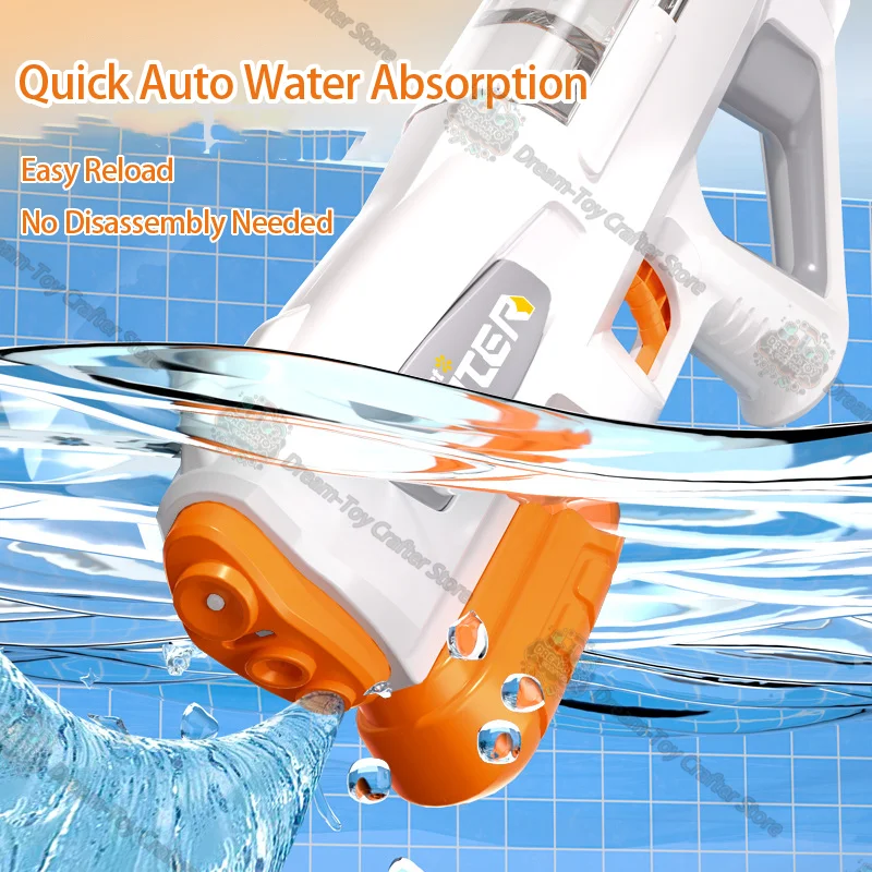 Pistola de água elétrica brinquedo para crianças sucção automática tamanho grande puxar tipo blaster auto carregamento ao ar livre imersão respingo tiro jogar