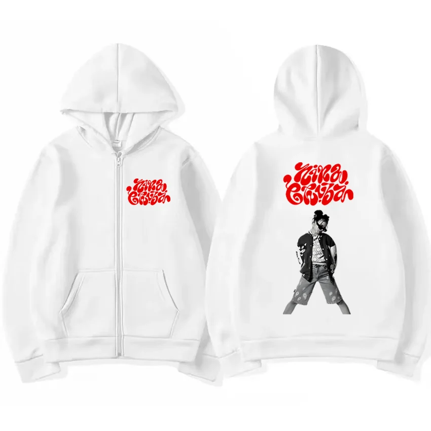 

Nina Chuba Double Sided Printed Hoodie Coat Men Women's Loose vintage Hip Hop Zip Up Jacket fashion Clothing Casual streetwear