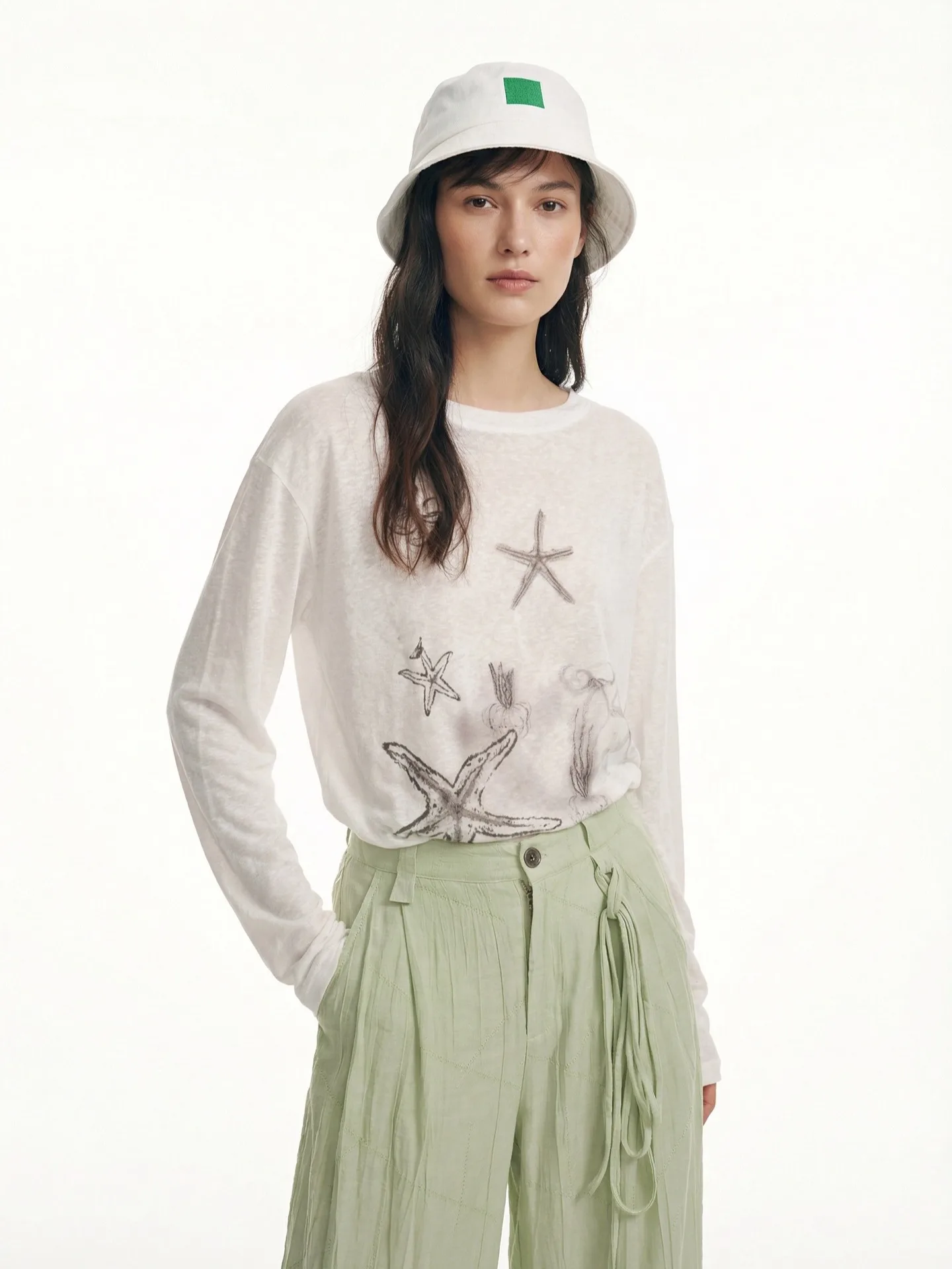 

Повседневная свободная женская футболка с креативным принтом, премиум-класса, для отдыха, с длинным рукавом, круглым вырезом, топ