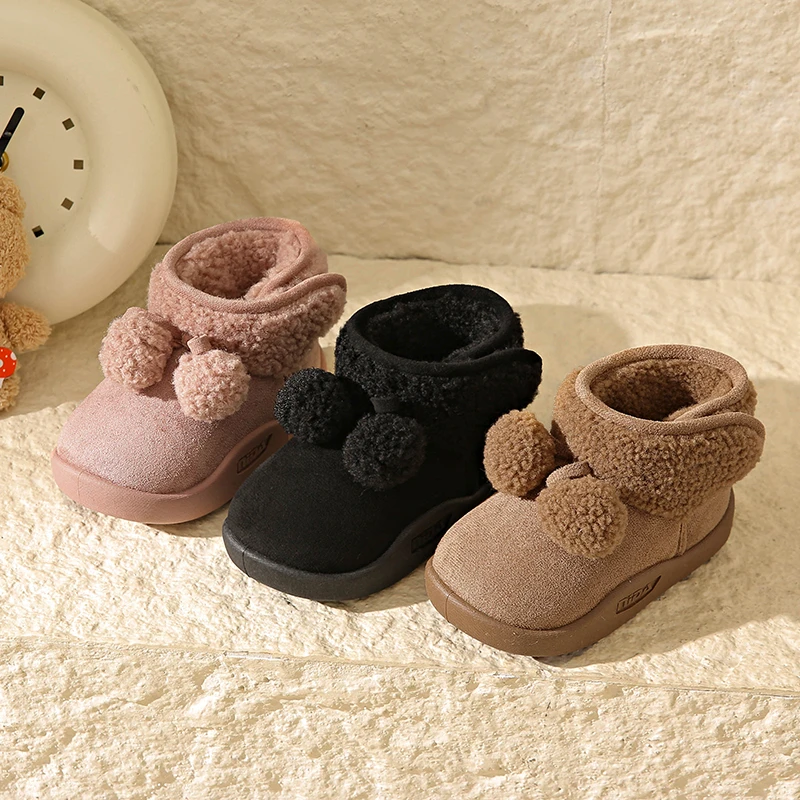 

2025 Children Girls Cotton Boots Winter New Fashion Style Waterproof Soft Bottom Anti-slippery Versatile Keep Warm Cute Shoes