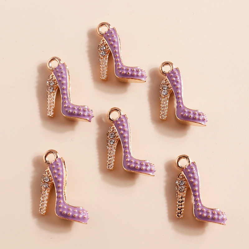 Leslie 20pcs Enamel Crystal High Heels Charms For DIY Bracelet Necklace Earrings Keychain Jewelry Making Quality High Pendants