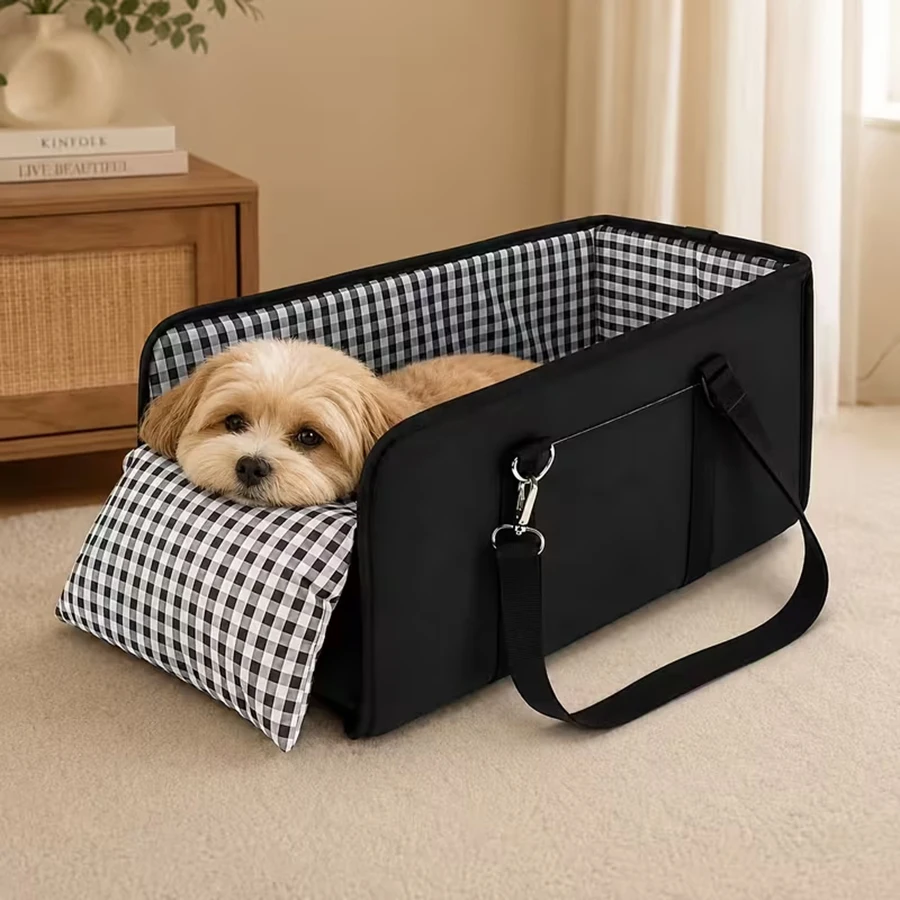 Foldable Dog Car Seat Anti Slip Pet Booster Seat With Safety Sturdy Frame Cushion Portable Heightening Seat For Small Dogs Under