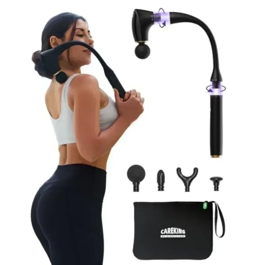 

2in1 Detachable Percussion Massage Gun with Extension Handle for Comprehensive Pain Relief: Ideal for Deep Tissue Therapy on Ba