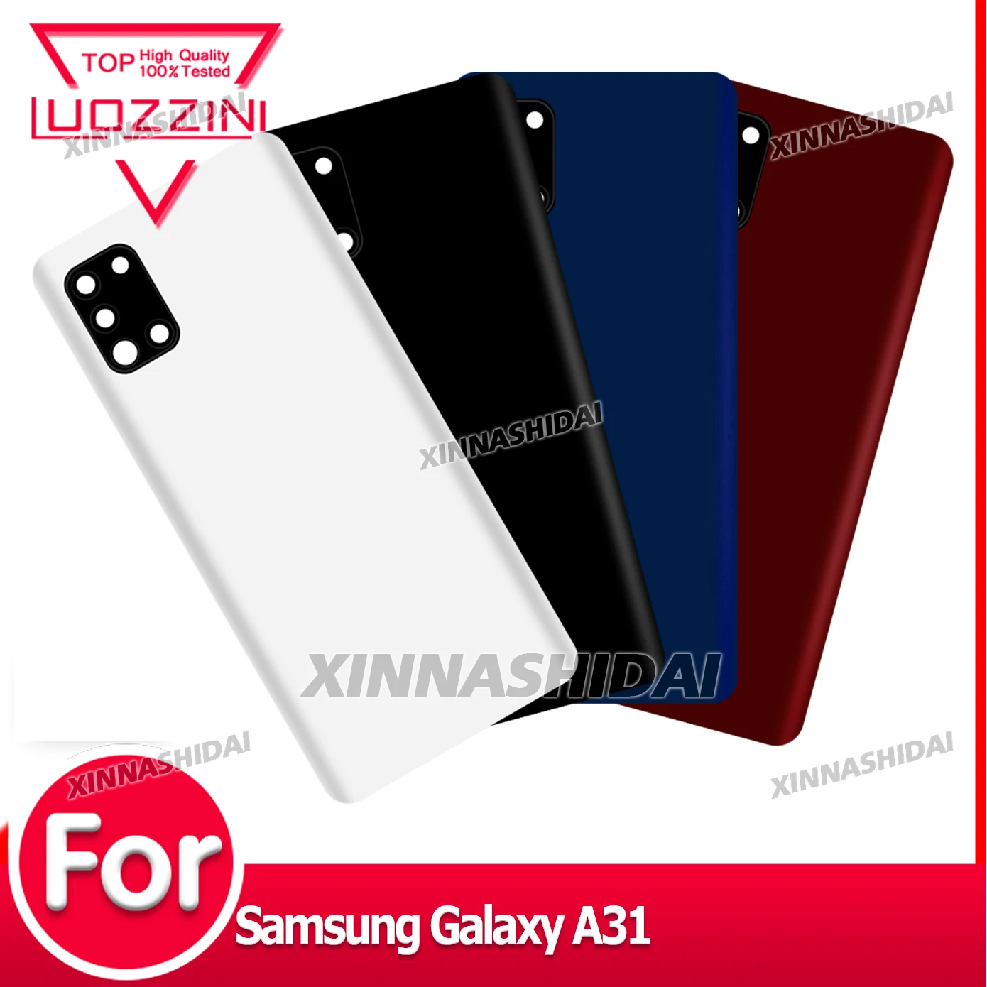 NEUES Rückgehäuse für Samsung Galaxy A31, Batterieabdeckung, hinteres Gehäuse mit Kameraglaslinse, Telefon-Reparaturteil