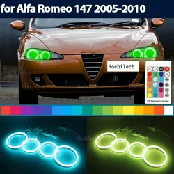 Remote Control Angel Eyes LED Cotton RGB 16-Color Headlight Ring for Alfa Romeo 147 2005 2006 2007 2008 2009 2010 Accessories