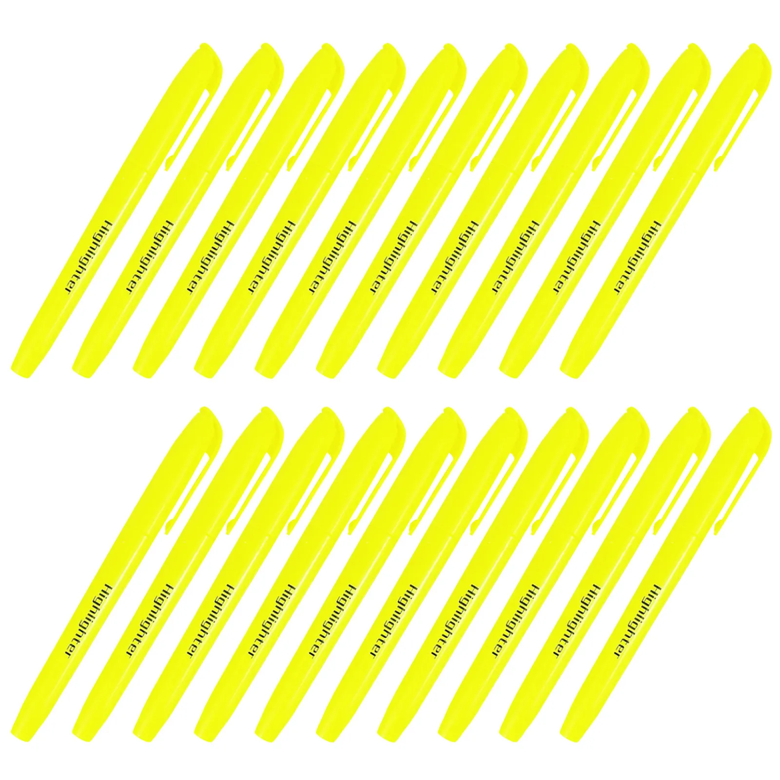 50Pcs Fluorescent Highlighter Yellow Chisel Tip Markers Reading Annotation Study Pens School Office Stationery