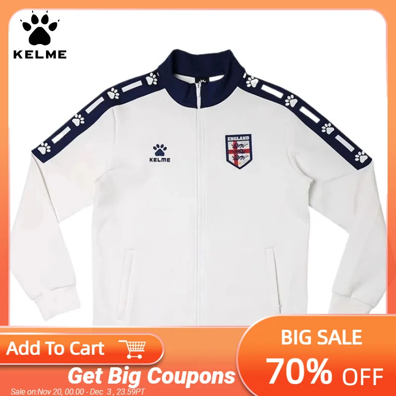 

KELME World Theme Training Jacket Men's Soccer Training Jersey Embroidered Team Logo Football Team Daily Coat