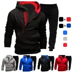 Moletom e calça com zíper duplo masculino, roupa esportiva casual, roupa de ginástica, traje de treino, primavera, outono, inverno, moda