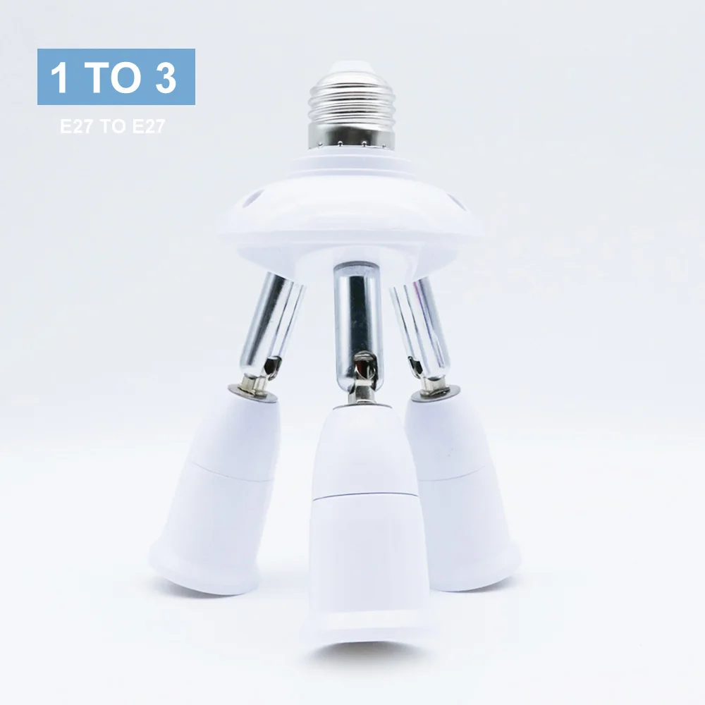 E27 Splitter 3 Heads Adjustable E27 To E27 Base LED Bulb Adapter Converter Lamp Holder Socket Splitter Lamp Base