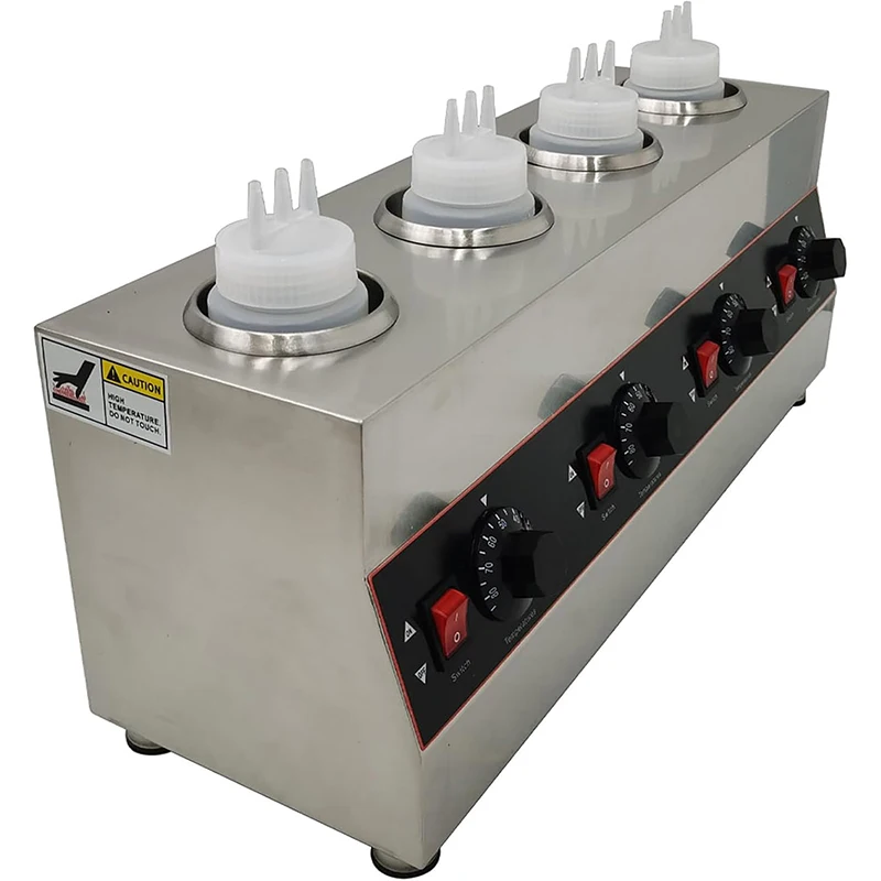 4 شبكات الكهربائية موزع صلصة الطعام التجارية صلصة دفئا 650 مللي زجاجات ضغط الجبن المربى آلة تدفئة الشوكولاتة