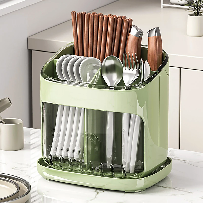 Multifunctional Chopstick Cage with Detachable Drainage Tray Large Kitchen Storage Rack Tableware Holder