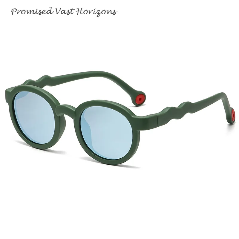 Kacamata Hitam Silikon Anak-anak Bingkai Bulat Baru dengan Perlindungan UV dan Nuansa Kelas Atas, Kacamata Pelindung Matahari Modis Luar Ruangan