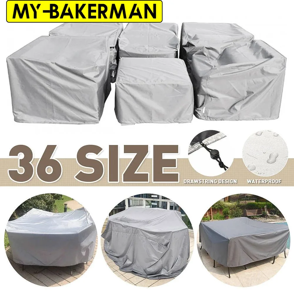 Housses de meubles imperméables pour extérieur, jardin, patio, protection contre la pluie et la neige, pour canapé, table, chaise, anti-poussière, avec sac de rangement (taille 88)