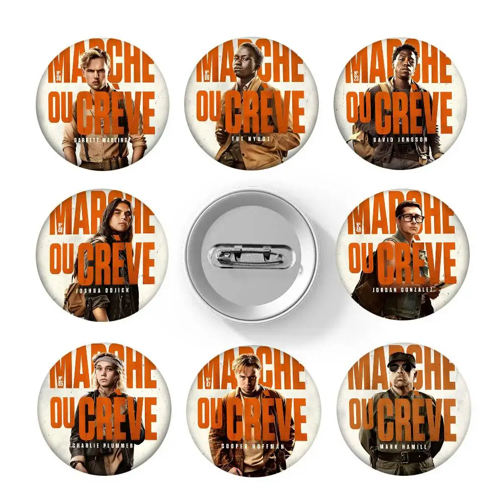 1pc Movies T-The Long Walk Cartoon Style Badge Brooches On Backpack Decoration Round Enamel Pins For Accessorys