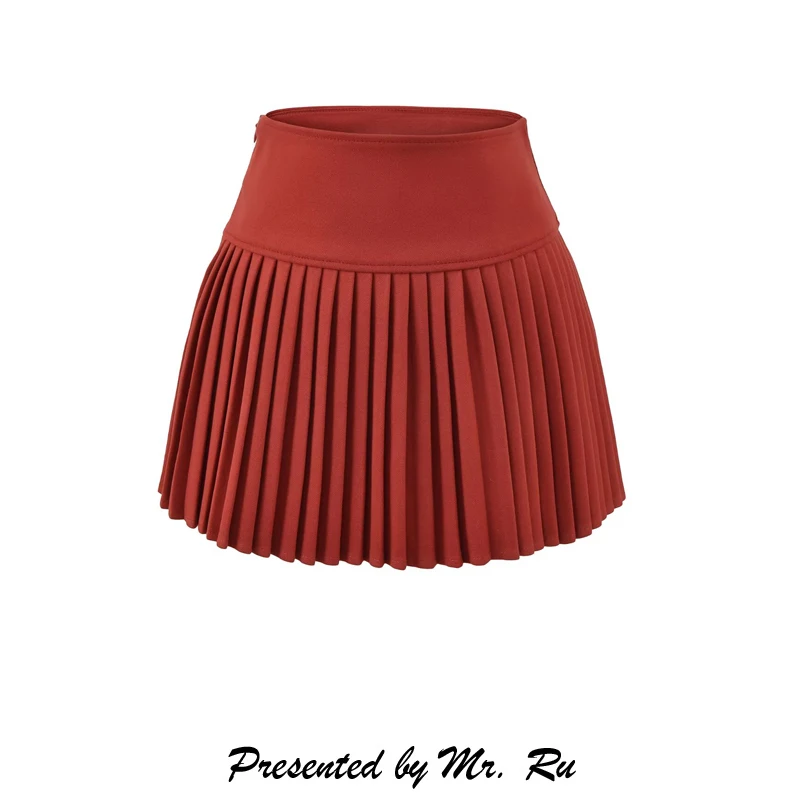 

Retro High Waist Woolen Pleated Skirt Anti-Light Long Legging Versatile Prevent Exposure Fre Sle Women's Faion Skirt