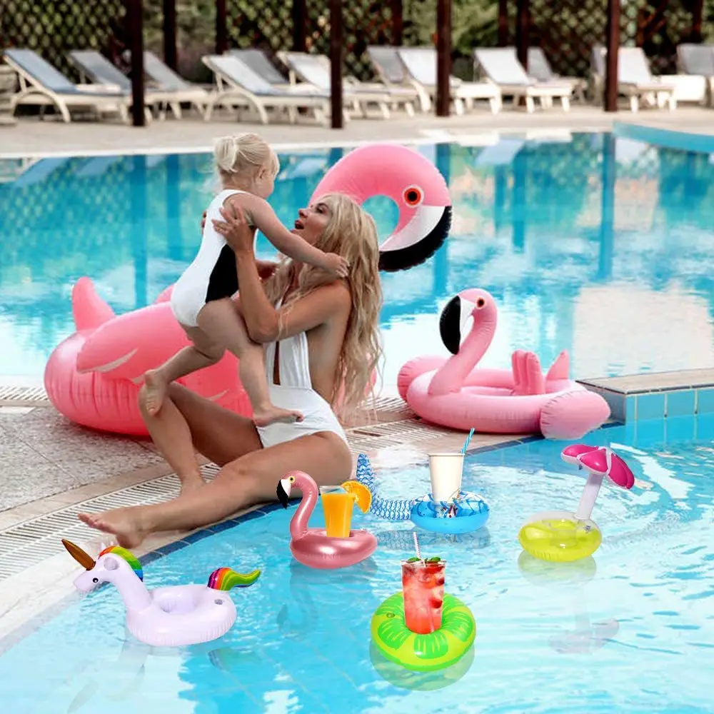 New 50 Style Pool Party Drink Floats Inflatable Drink Holder For Kids Girls Birthday Party Summer Swimming Hawaiian Beach Favors