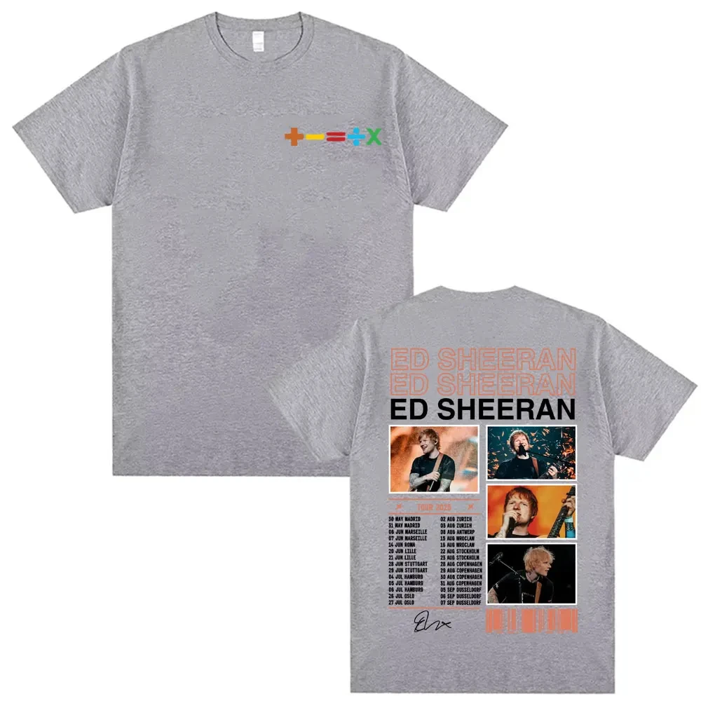 Ed Sheeran Tour 2025 تي شيرتات ورق الرسم البياني الرجال ريترو 90s الهيب هوب موسيقى البوب تي شيرت للجنسين الصيف بلوزات مستديرة العنق قصيرة الأكمام تي شيرت