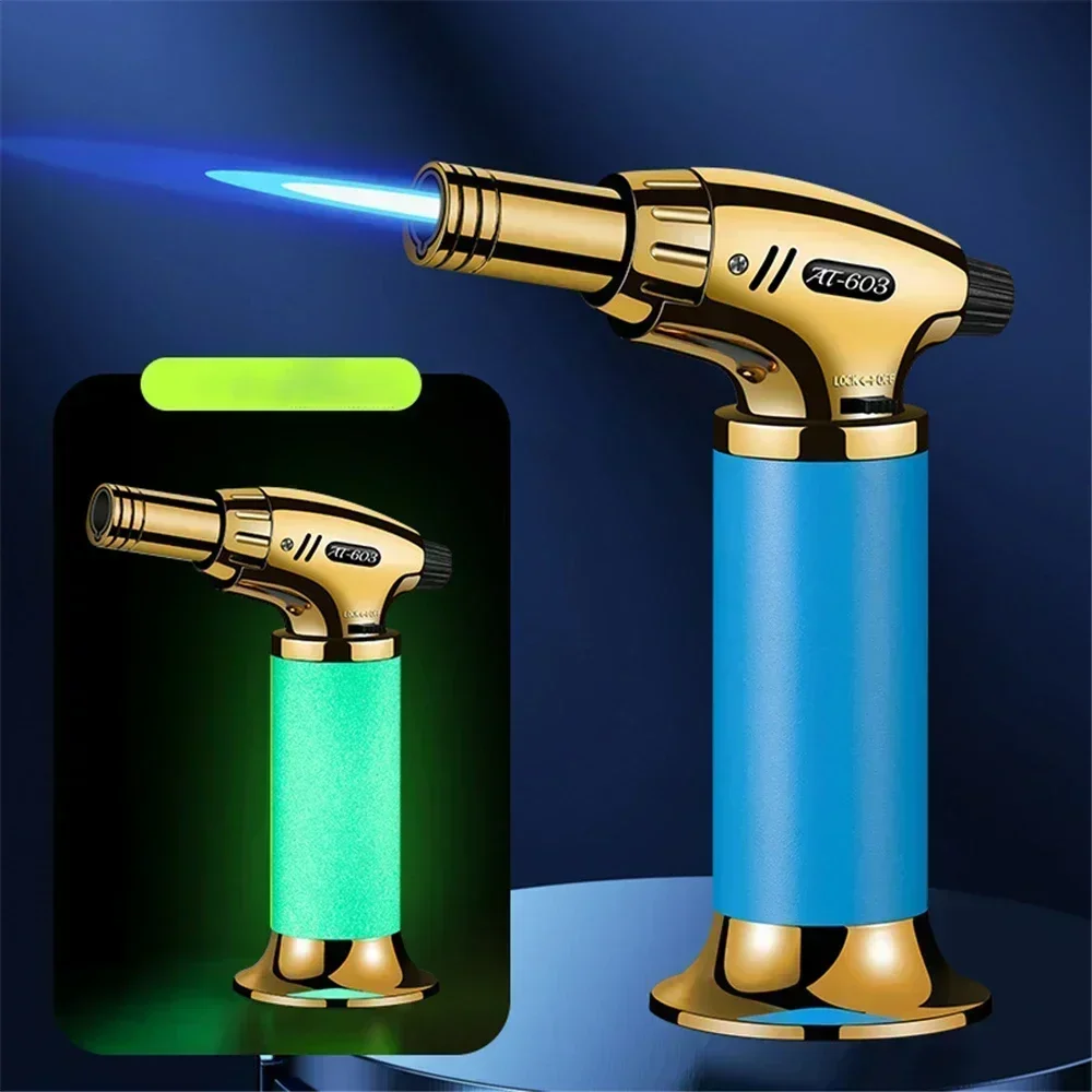 Convenient Lock Fire Metal 3 Big Firepower Jet Flame Lighter Gas Lighter Outdoor BBQ Kitchen Cooking Welding Torch Gun Tools New