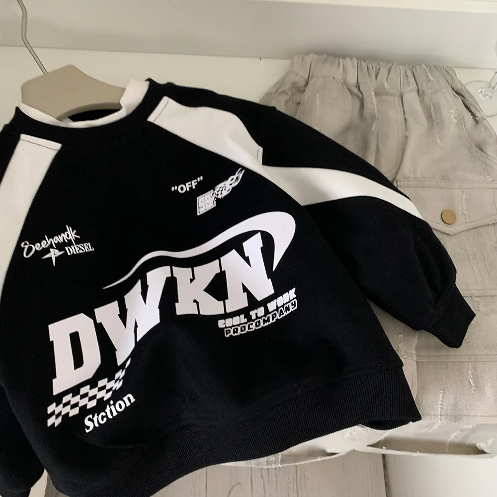 Sweater Racing Suit Boys Children Spring Autumn Fashionable Cool Personality New All-matching Loose Casual Korean