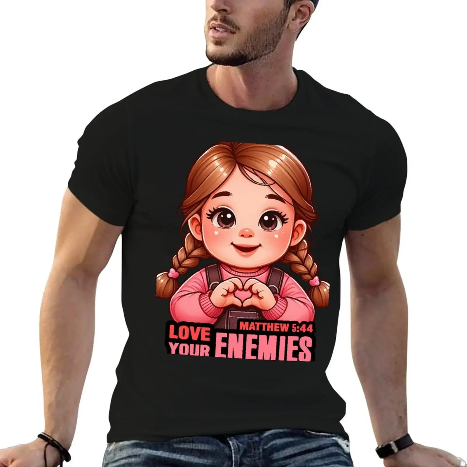 

Matthew 5:44 Love Your Enemies T-Shirt Short sleeve tee baggy shirts shirts graphic tee shirts men graphic