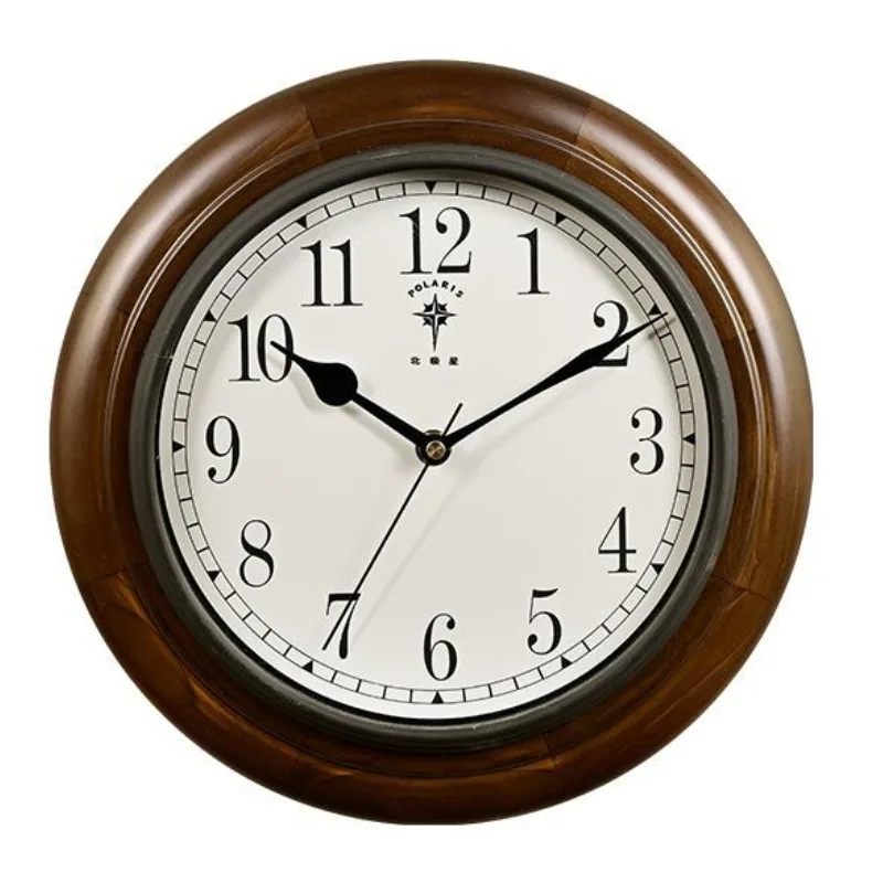 Solid Wood Wall Clock Living Room Silent Watches Durable Home Ornaments Elegant Interior Home Decoration Single Side Design