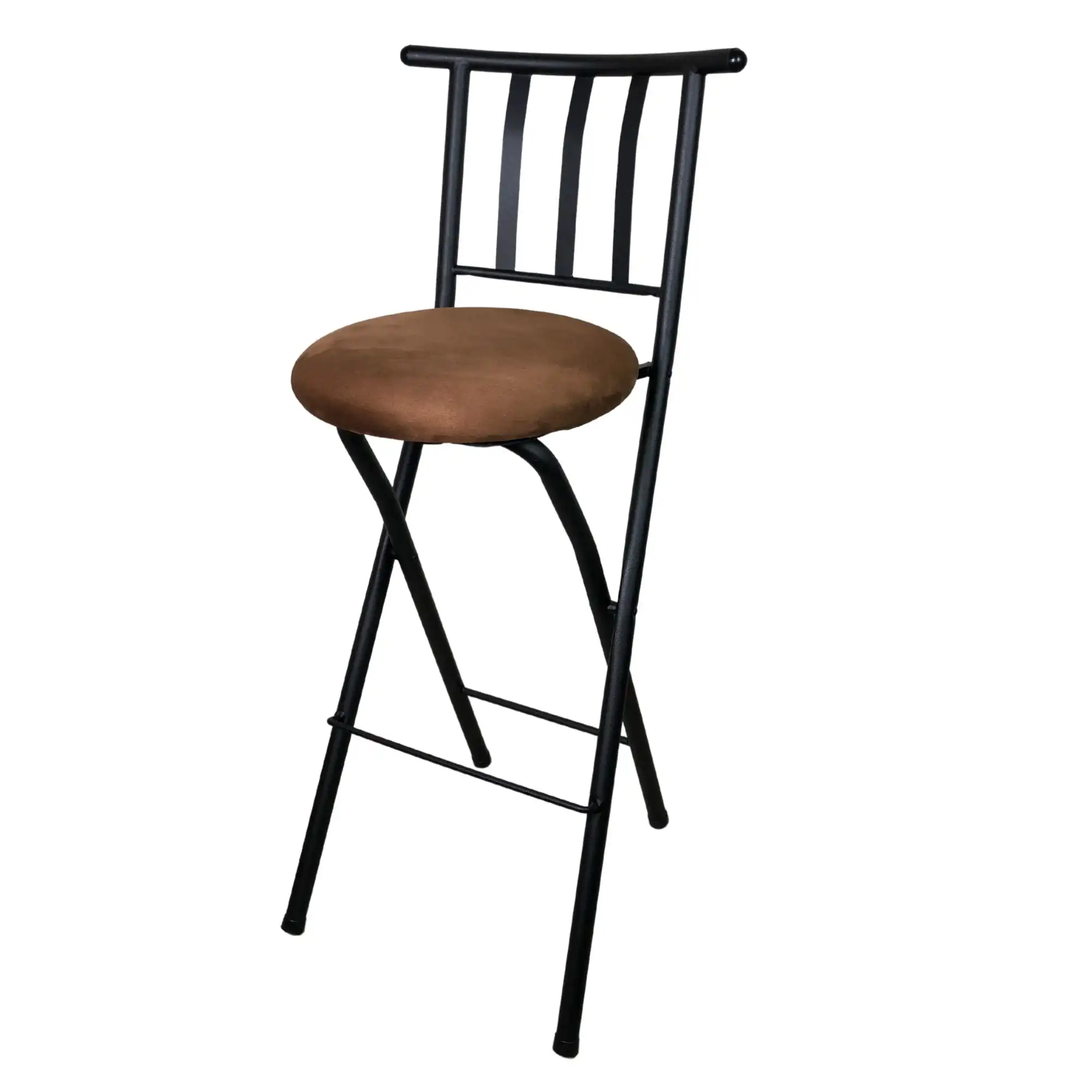 Indoor Bar Chairs Swivel Metal Folding Counter Stool with Slat Back