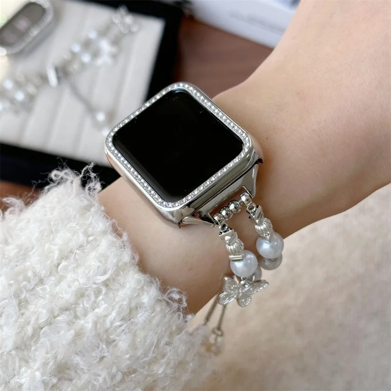 

Butterfly Pearl Bead Strap Suitable Xiaomi Band 8Pro/9Pro，For Mi band 3/4/5/6/7，8/8NFC/9/9NFC/10/10NFC，For Redmi Watch5/4/6