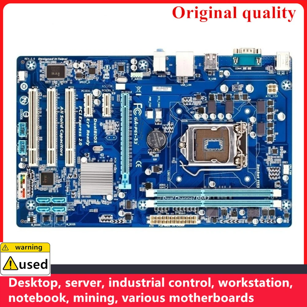 

For GA-P61-S3 P61-S3 Motherboards LGA 1155 DDR3 16GB ATX For Intel H61 Desktop Mainboard PCI-E2.0 SATA II USB2.0