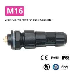 Waterproof M16 2 3 4 5 6 7 8 Pin Aviation Plug Socket IP68 Signal Wire to Board Connector Male Female Soldering Wire Connectors