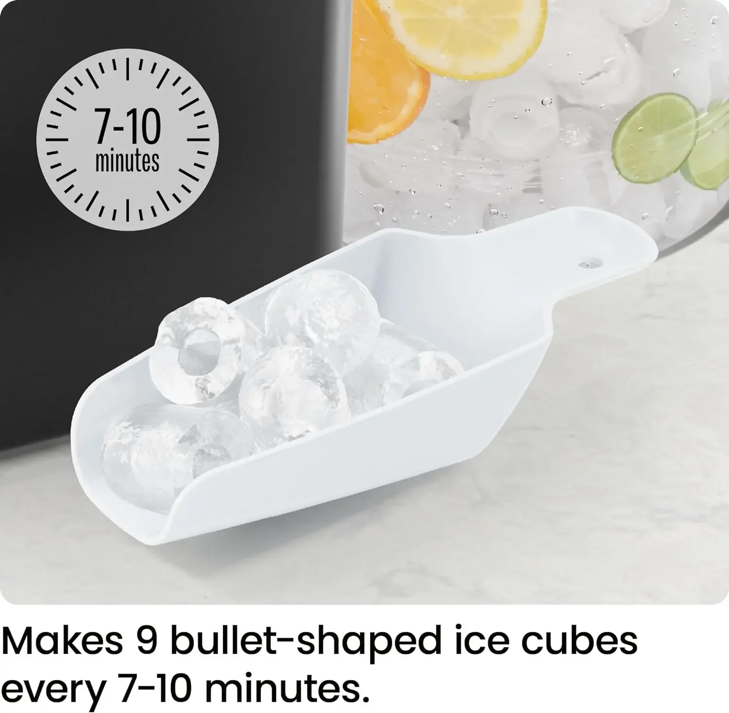 Máquina de hielo portátil de doble tamaño para encimera, máquina de hielo con Autolimpieza Grande y Pequeña, 9 cubos en 7 minutos