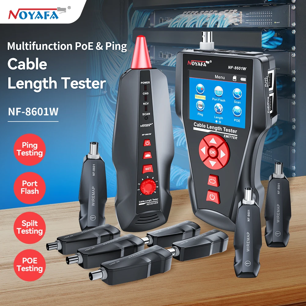 NF-8601W oryginalna zaktualizowana funkcja uniwersalny tester sieciowy Tester OE/PING miernik długości kabla z 8 szt. zdalnie sterowany lokalizator linii