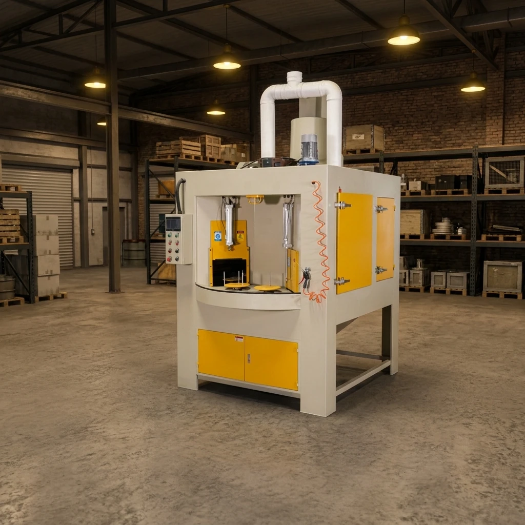 Industrial Fully Automatic Turntable Sandblasting Machine Rust Removal Surface Cleaning Metal Parts Dust Collector