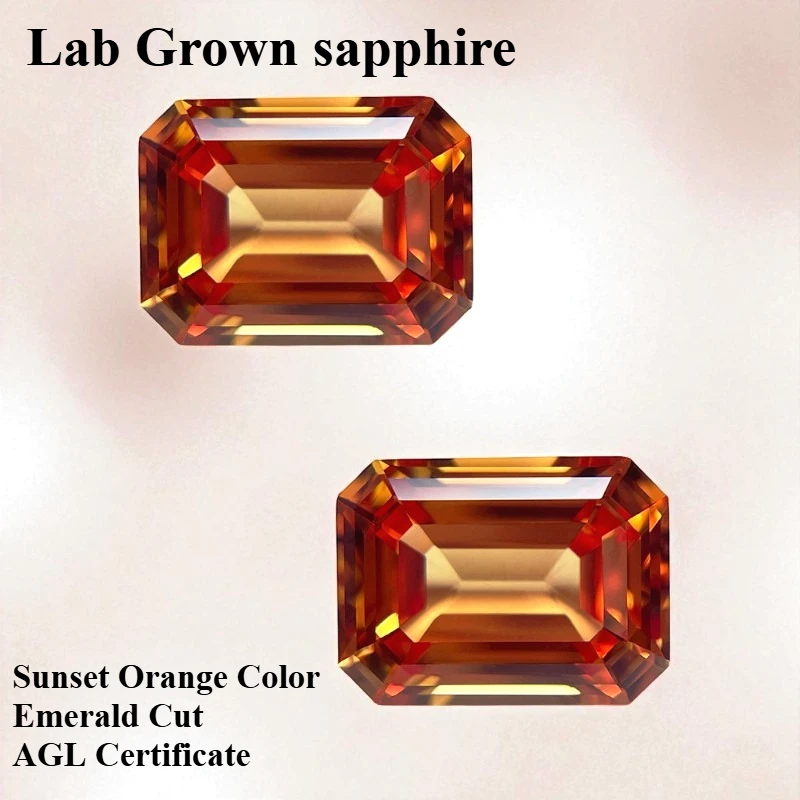 

Выполненный в лаборатории сапфир, закат оранжевого цвета, изумрудная огранка, подвески из драгоценных камней, сделай сам, метод Чохральского, материалы, выбор, сертификат AGL