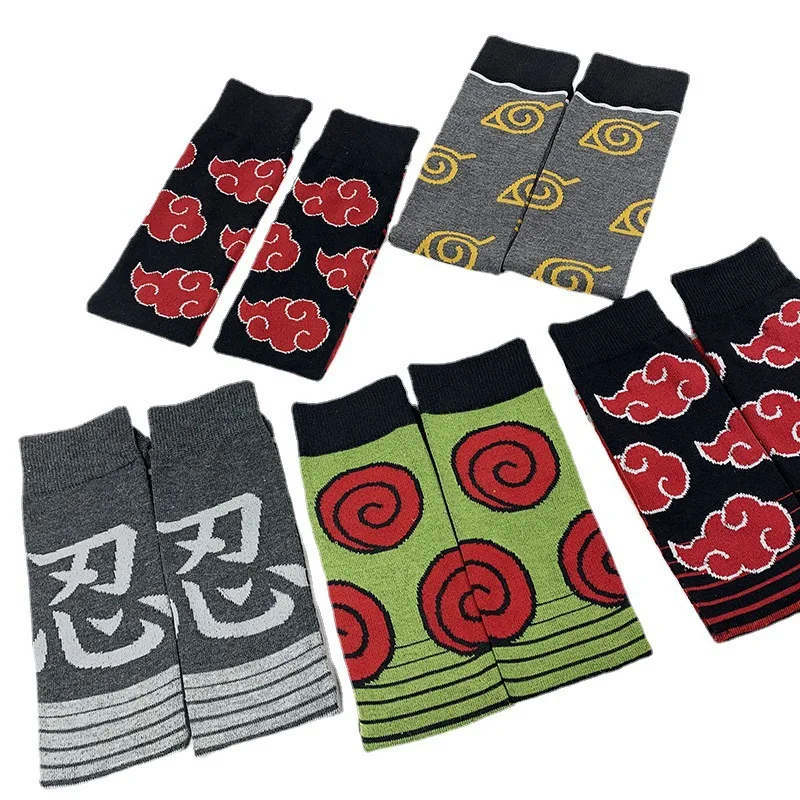 Anime Naruto Sport Long Socks for Men Women Cartoon Akatsuki Red Cloud Action Figure Casual Elastic Harajuku Stockings Toys Gift