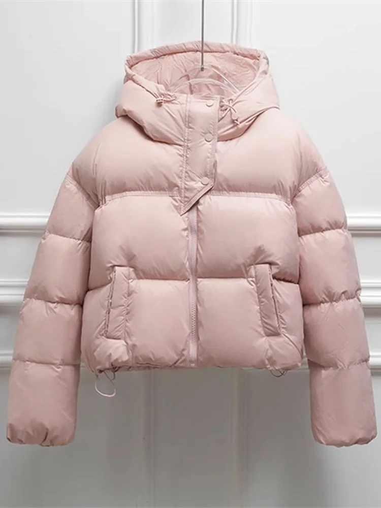 

Women's ort Cotton Jaet Winter Thiened Warm Hooded Bread Sle down Coat Korean Version Small Size Durable Zipper Closure