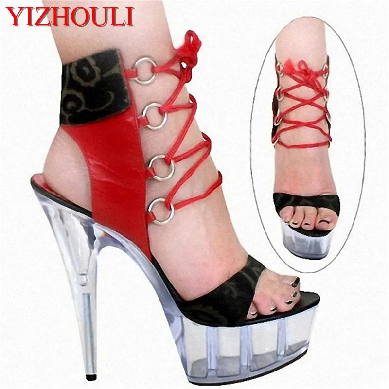 

Modern Times 15CM Super-High Heels The Leopard The Nightclubs Princess Crystal Shoes High-Heeled dance shoes