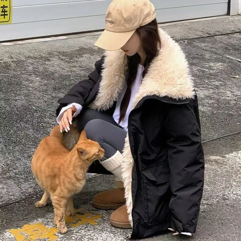 2025年新作 レディースコート ストリートウェア ルーズ カジュアル レトロ風 バイク用 コットンジャケット 厚手 暖かい 女性用オーバーコート 秋冬