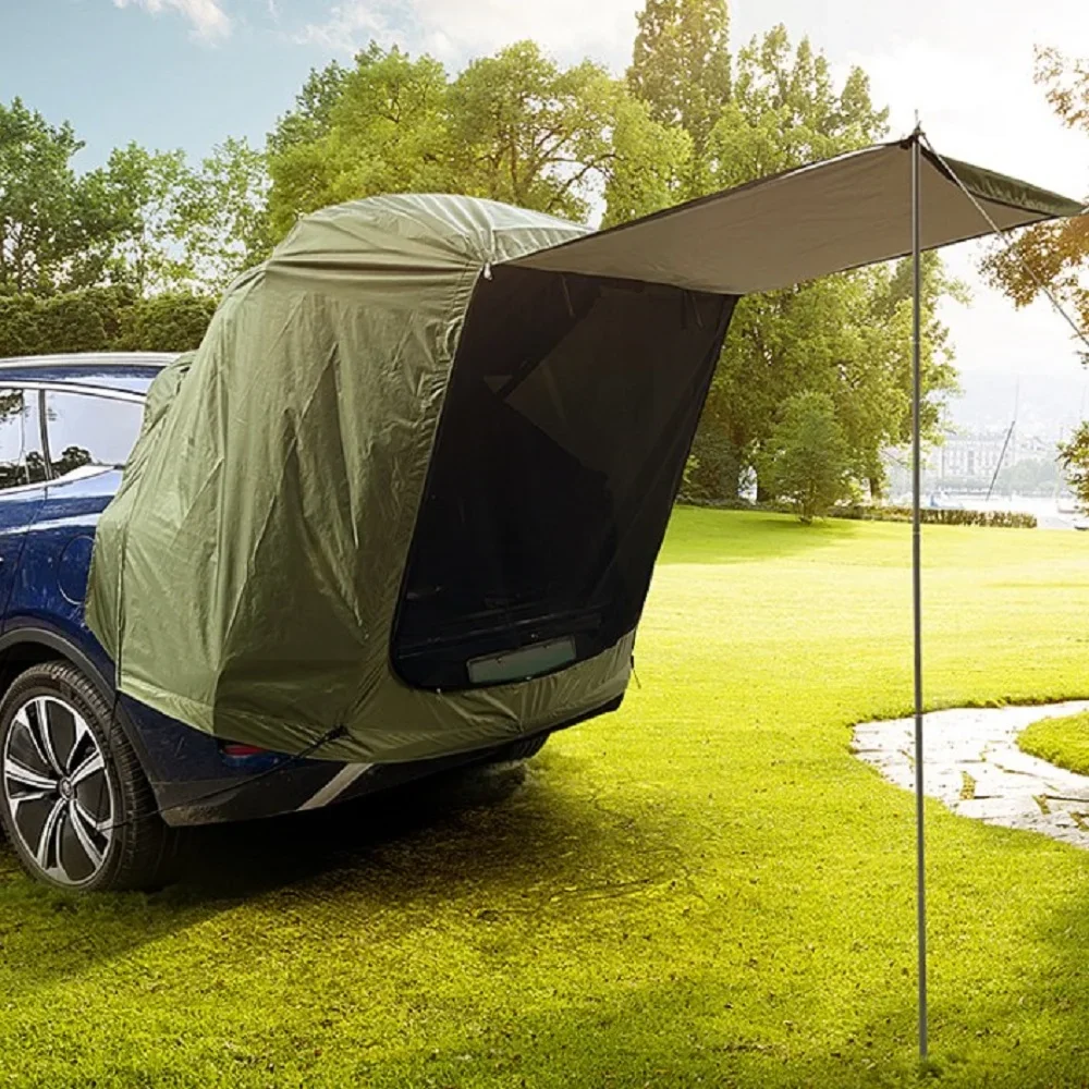 Without Poles!Outdoor SUV MPV Car Tail Tent Multifunction Roof Extension Sunshade Rain Protection Self-driving Anti-mosquito