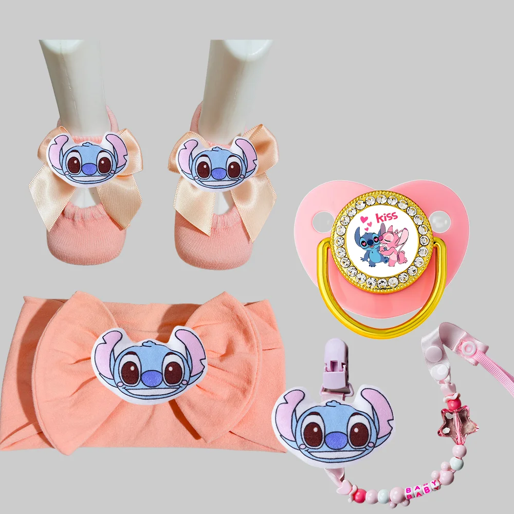 

Sparkling printed stickers pacifiers spring & autumn baby hair bands socks set baby pacifiers hair accessories a gift newborn
