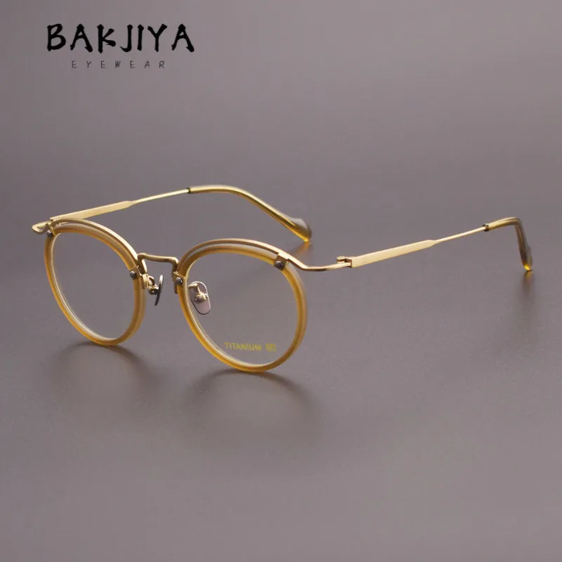 

Vintage Pure Titanium Fashion Butterfly Eyebrow Frame Oval Design Acetate Mirror Rim Full Eyeglasses Retro Men Women Eyewear New