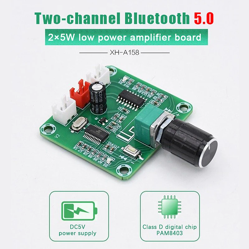 1Pc XH-A158 Wireless Speaker Amplifier Board Ultra Clear Bluetooth 5.0 Audio Power Amplifier Board. view 6